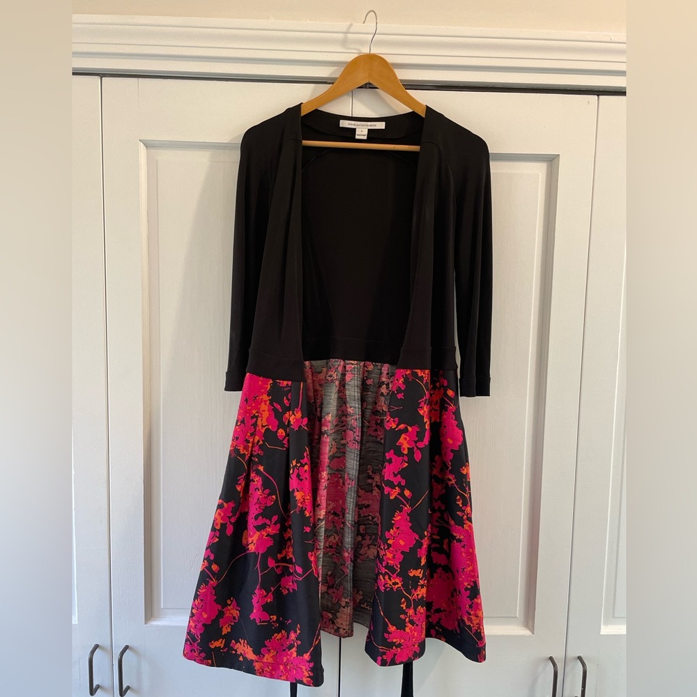 DVF silk wool combo wrap dress, size 6